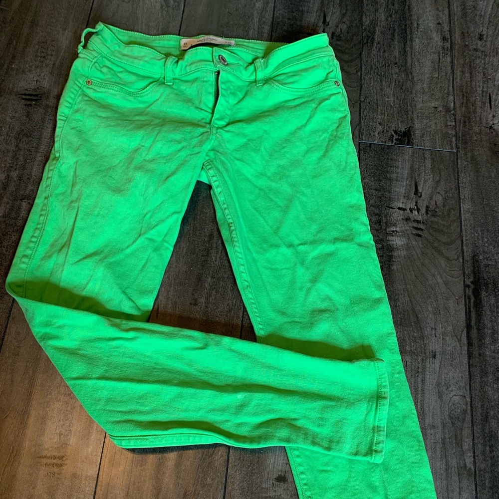 Abercrombie and Fitch lime green skinny pants